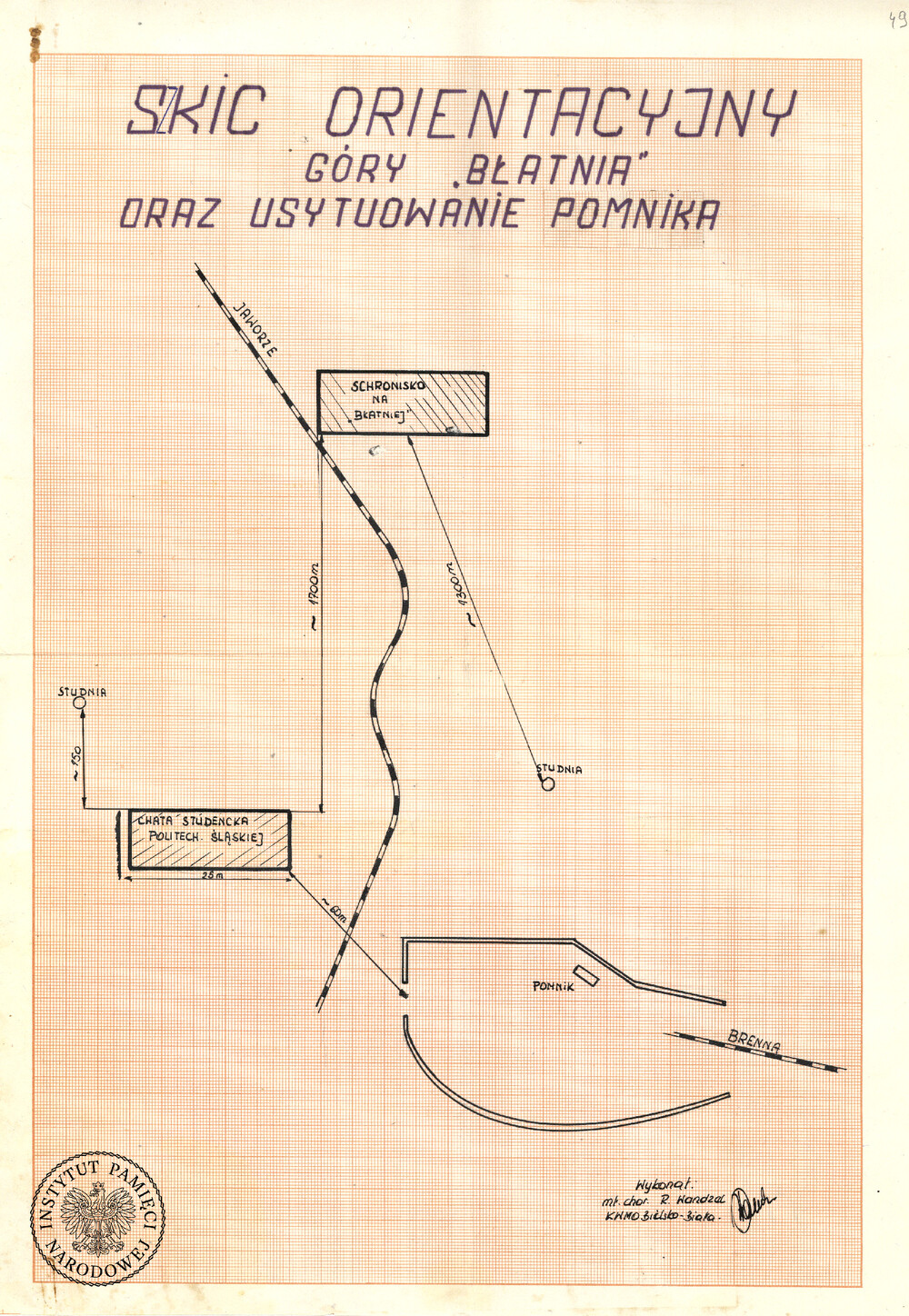 Szkic dot. rozmieszczenia różnych obiektów na Błatniej (IPN Ka 470/6)