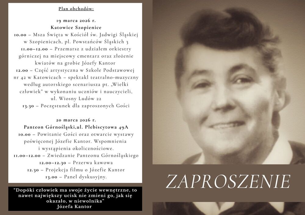 130. rocznica urodzin Józefy Kantor – Katowice, 19-20 marca 2026