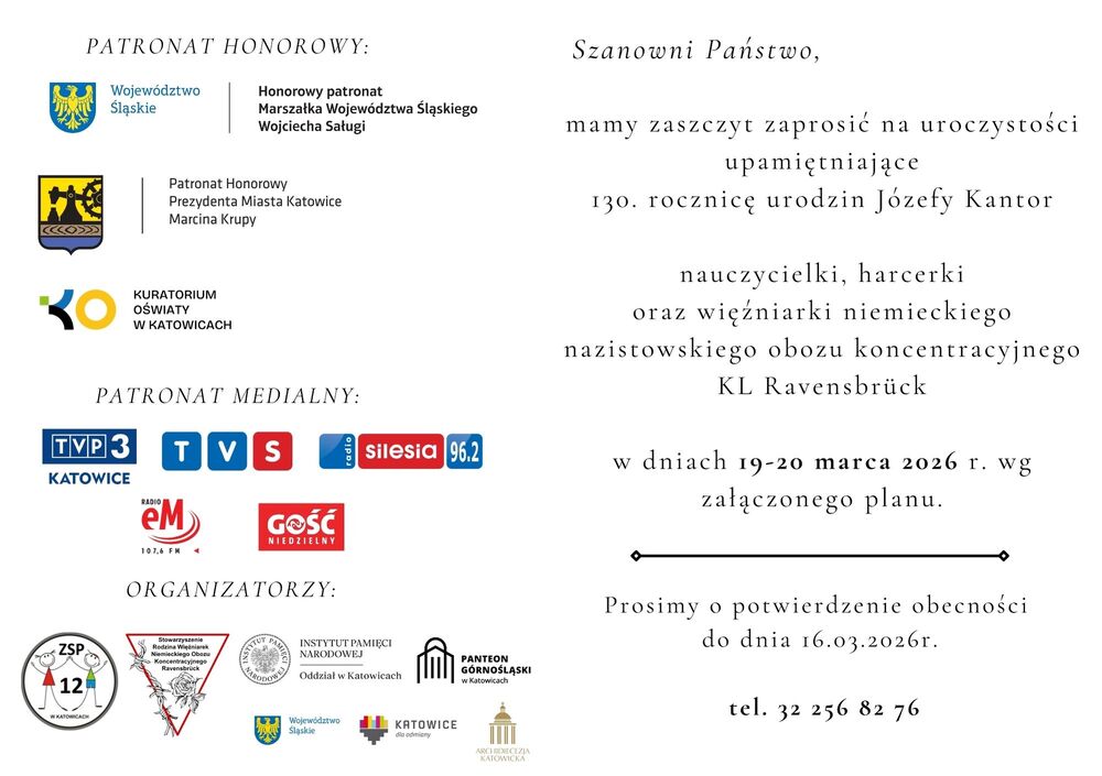 130. rocznica urodzin Józefy Kantor – Katowice, 19-20 marca 2026