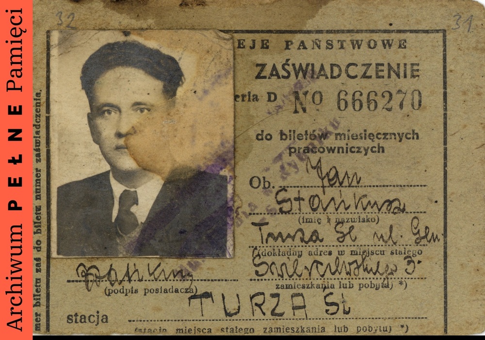 Zaświadczenie do biletu miesięcznego Jana Stańkusza, sygn. IPN Ka 1077/10