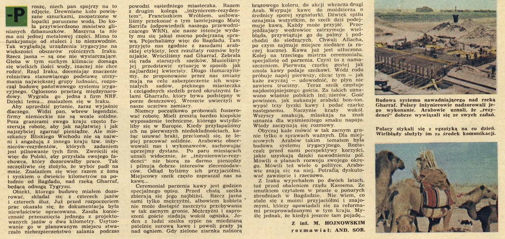 Artykuł Polacy nad rzeką Gharraf, „Panorama. Śląski tygodnik ilustrowany”, nr 15 (518), 12 IV 1964 r. (IPN Ka 04/3428)