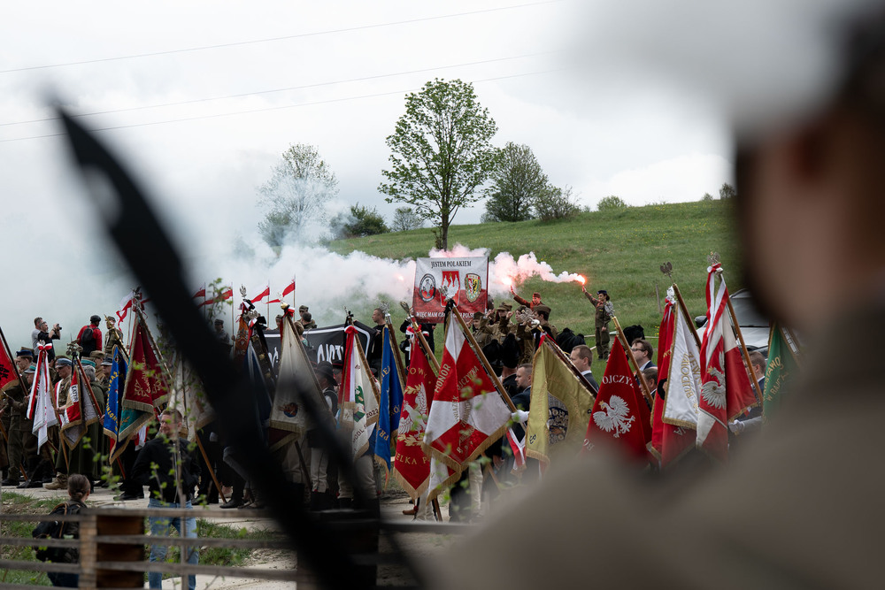 Uroczystości pogrzebowe żołnierzy NSZ ze zgrupowania kpt. Henryka Flamego „Bartka” – Kamesznica, 7 maja 2026. Fot.: IPN Krzysztof Łojko