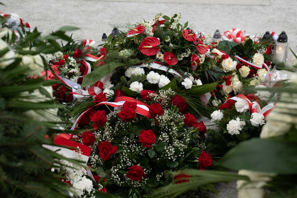 Uroczystości pogrzebowe żołnierzy NSZ ze zgrupowania kpt. Henryka Flamego „Bartka” – Kamesznica, 7 maja 2026. Fot.: IPN Krzysztof Łojko