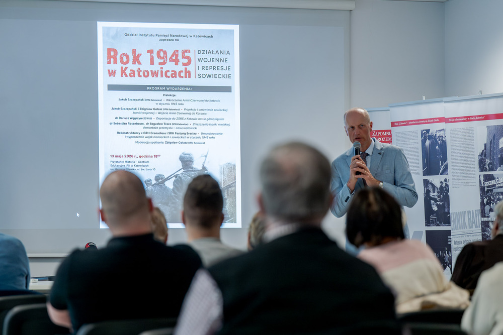 Spotkanie z historią „Rok 1945 w Katowicach. Działania wojenne i represje sowieckie” – Katowice, 13 maja 2026. Fot.: IPN Krzysztof Łojko