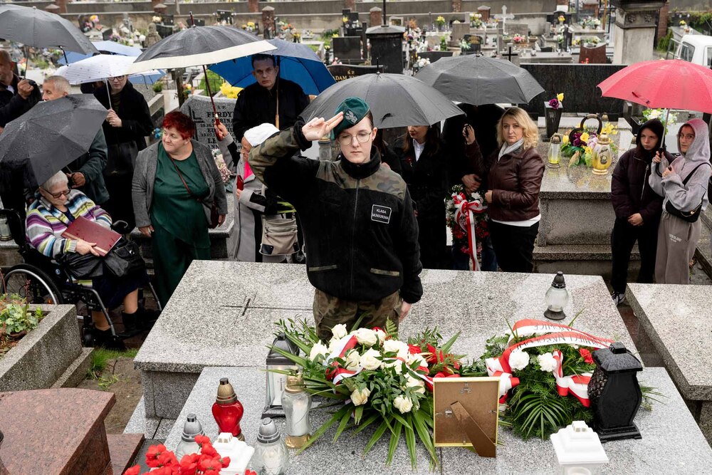 Uroczystość oznaczenia grobu Bolesława Niemca plakietą „Grób Weterana Walk o Wolność i Niepodległość Polski” – Będzin, 18 maja 2026. Fot.: IPN Krzysztof Łojko