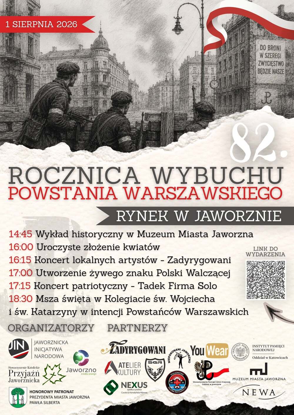 82. rocznica wybuchu Powstania Warszawskiego – Jaworzno, 1 sierpnia 2026