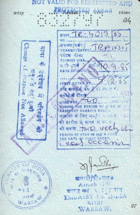 Wiza indyjska w paszporcie Karola Sopickiego (IPN Ka 207/400528, t. 1)