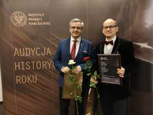 Od lewej - dr Andrzej Sznajder, dyrektor Oddziału IPN w Katowicach oraz reż. Krzysztof Korwin-Piotrowski.