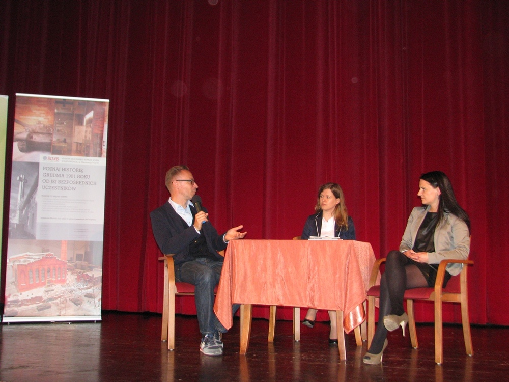 Dyskusja panelowa – od lewej: Rafael Lewandowski, Katarzyna Wilczok (ŚCWiS), Katarzyna Kopczak-Zagórna 