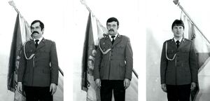Członkowie 3 plutonu 8 kompani BCP nagrodzeni za zwycięstwo w socjalistycznym współzawodnictwie funkcjonariuszy ZOMO Katowice, 1984 r. (IPN Ka 425/118)
