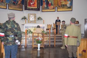 Pogrzeb żołnierzy poległych na początku kampanii wrześniowej 1939 r. we Wręczycy Wielkiej.  Fot. D. Mikoda