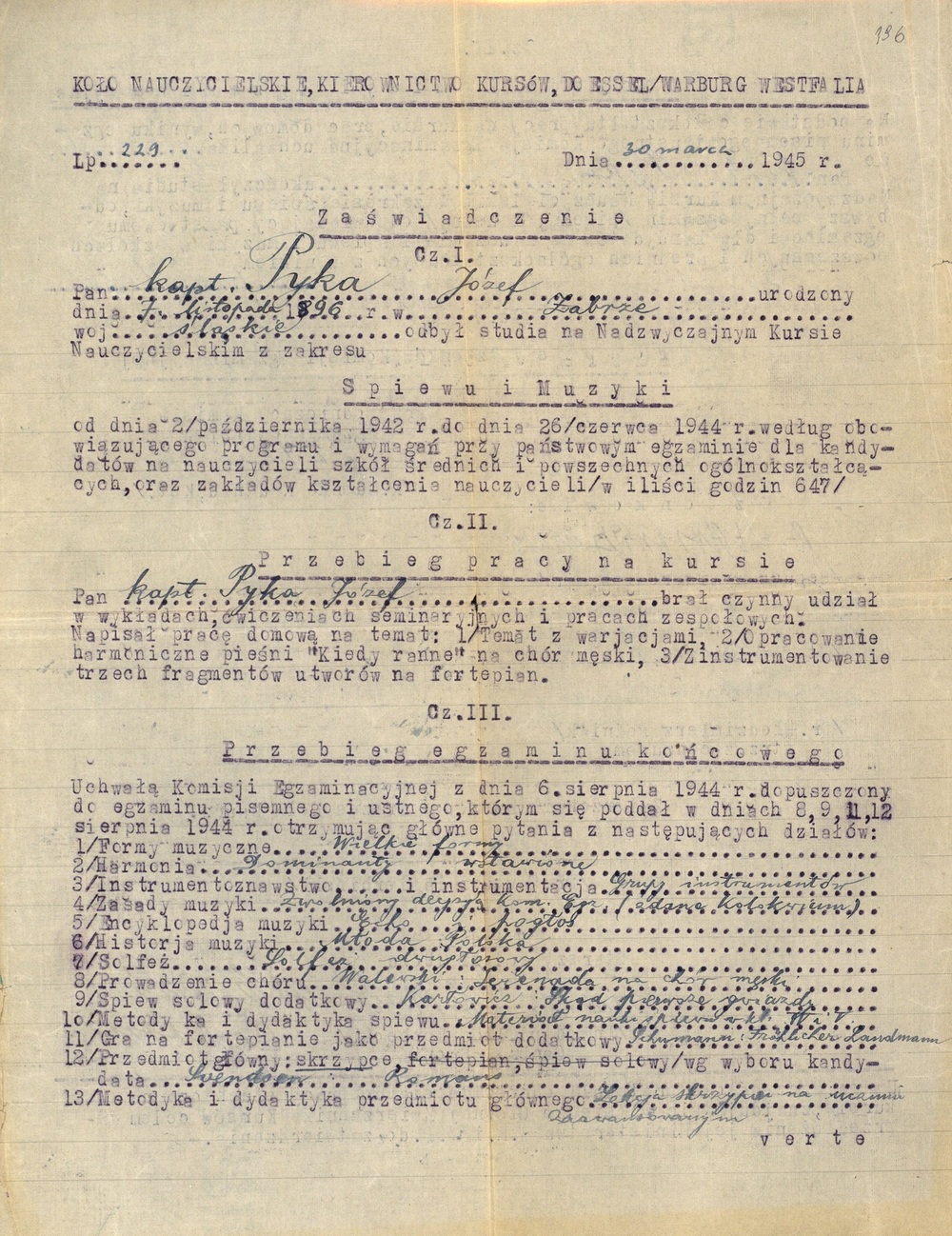 Dar prywatny przekazany przez Wincentego Pykę do Archiwum IPN w Katowicach.