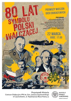 80 lat symbolu Polski Walczącej. Pierwszy wieczór gier edukacyjnych w Przystanku Historia IPN w Częstochowie, 22 marca 2022