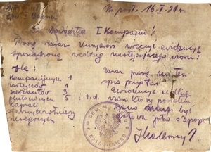 Rozkazy kierowane do powstańczej Kompanii Załęskiej podczas III Powstania Śląskiego. Rozkazy pochodzą z daru przekazanego do OA IPN  w Katowicach przez rodzinę byłego powstańca, Teodora Dudka (IPN Ka 299/1).