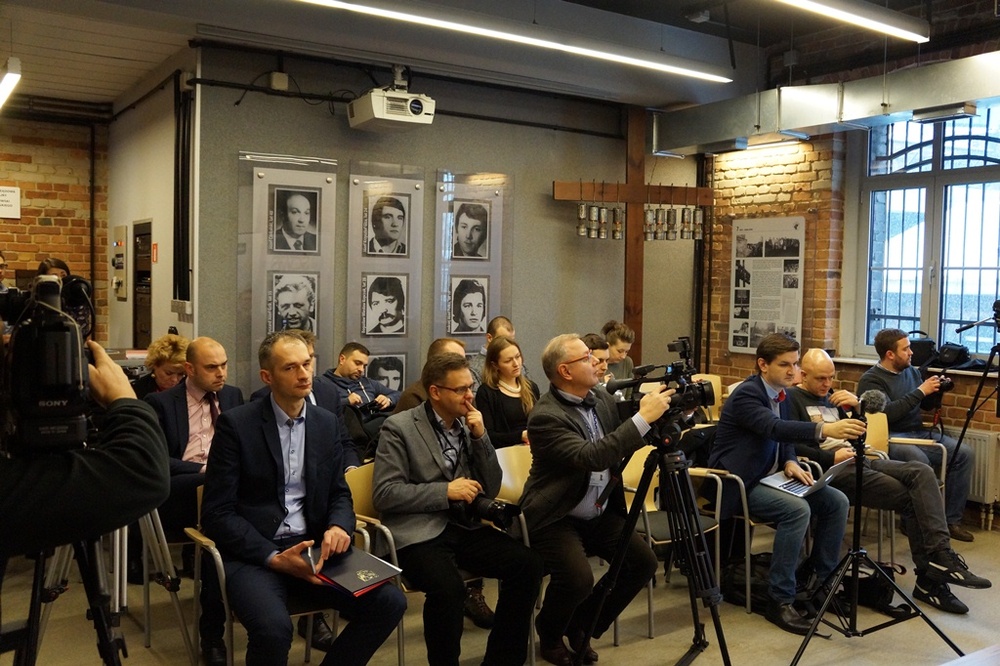 Konferencja prasowa dotycząca upamiętnienia 35. rocznicy pacyfikacji kopalni „Wujek”