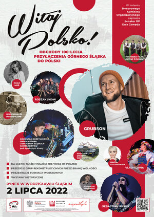 Program obchodów 100. rocznicy przyłączenia części Górnego Śląska do Rzeczpospolitej Polskiej na Rynku w Wodzisławiu Śląskim.