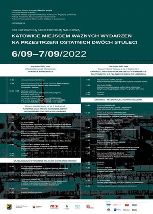 XXI Katowicka Konferencja Naukowa „Katowice miejscem ważnych wydarzeń na przestrzeni ostatnich dwóch stuleci“ – Katowice, 6 – 7 września 2022