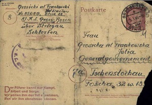 Kartka więźnia z KL Gross Rosen, 1944 r. Sygn. akt  IPN Ka 132/1446