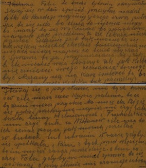 Gryps przysłany w 1941 r. przez Józefa Tulińskiego z więzienia w Sosnowcu-Radosze. Sygn. akt IPN Ka 578/49