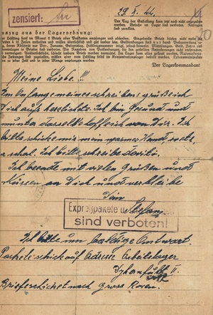 List więźnia z KL Gross-Rosen, 1944 r. Sygn. akt IPN Ka 711/7899.