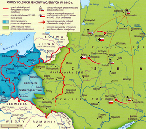 Obozy polskich jeńców wojennych w 1940 r. (mapa).