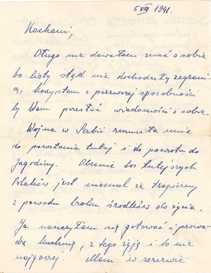 List do rodziny wysłany z Jagodiny (1).