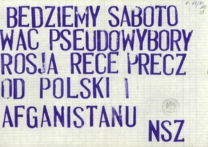 Jedna z ulotek kolportowanych w Katowicach w II połowie 1979 r. oraz w lutym 1980 r.,
sygn. akt  IPN Ka 036/1676.