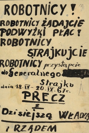 Ulotka kolportowana w Tarnowskich Górach w 1957 r., sygn. akt IPN Ka 04/2897.
