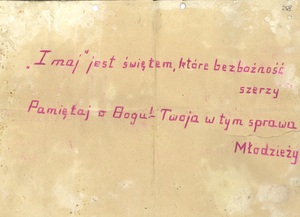 Ulotka nawołująca do bojkotu obchodów 1 maja w 1953 r., 
kolportowana na terenie Śląskiej Akademii Medycznej w Zabrzu, sygn. akt  IPN Ka 230/6096, t. 1