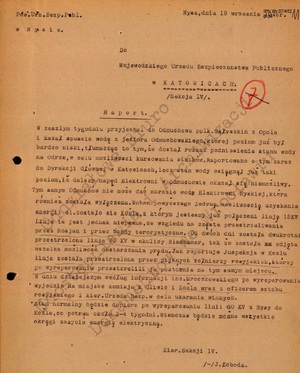 Raport kierownika sekcji IV PUBP w Nysie, 19 września 1945 r. (IPN Wr 07/452)