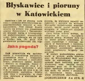 Skan z Trybuny Robotniczej nr 45 (7174) z 22 II 1967 r. dot. burzy i zniszczeń w woj. katowickim (za sbc.org.pl).