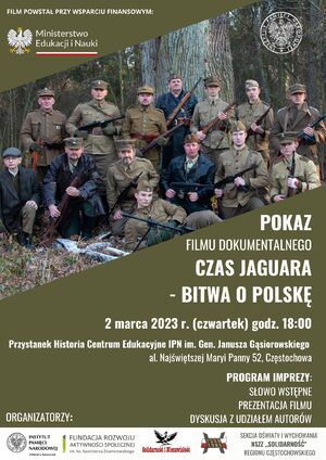 Pokaz filmu dokumentalnego „Czas Jaguara – Bitwa o Polskę” – Częstochowa, 2 marca 2023