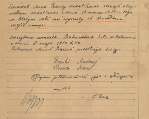 Fragment zeznania Anny Prause z maja 1950 r., w którym mówi o pretensjach męża, IPN Ka 85/941