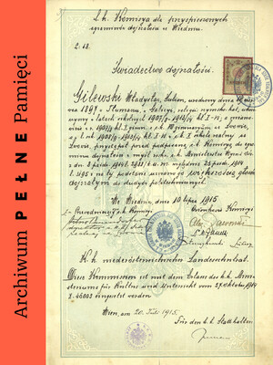 Świadectwo dojrzałości Władysława Gilewskiego, 1915 r.