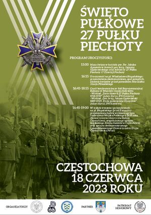 Obchody X Święta Pułkowego 27 Pułku Piechoty – Częstochowa, 18 czerwca 2023 (plakat)