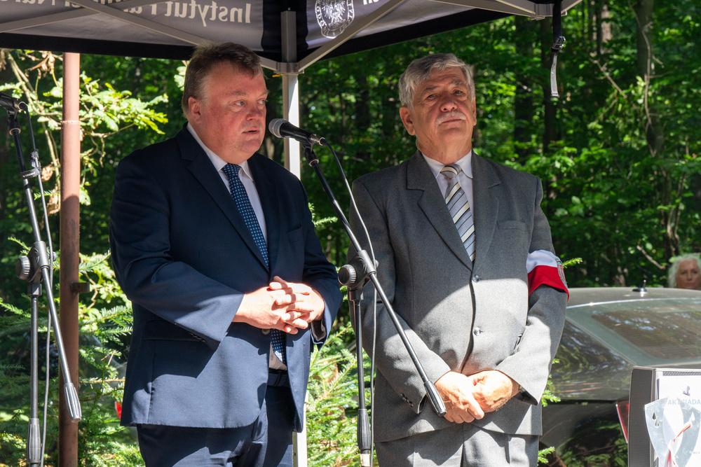 Odsłonięcie obelisku upamiętniającego oddział żołnierzy AK ppor. Wacława Andryszaka ps. Wiesio – Katowice, 25 sierpnia 2023, Fot.: IPN