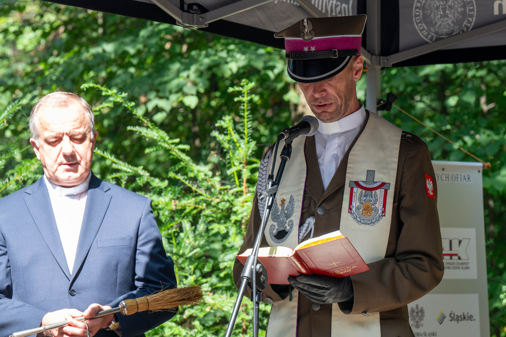 Odsłonięcie obelisku upamiętniającego oddział żołnierzy AK ppor. Wacława Andryszaka ps. Wiesio – Katowice, 25 sierpnia 2023, Fot.: IPN