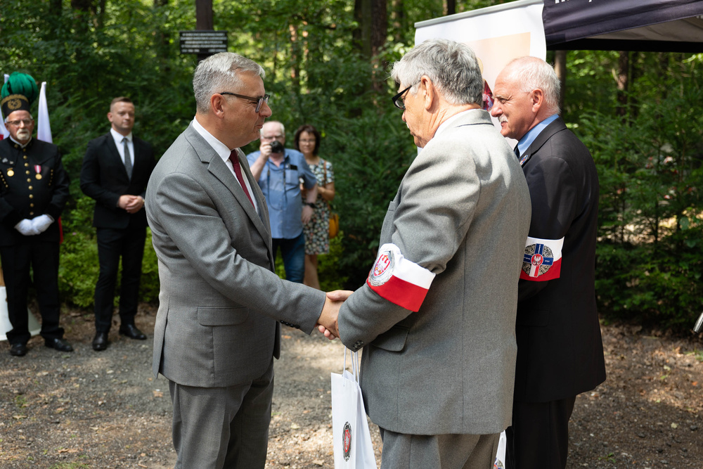 Odsłonięcie obelisku upamiętniającego oddział żołnierzy AK ppor. Wacława Andryszaka ps. Wiesio – Katowice, 25 sierpnia 2023, Fot.: IPN