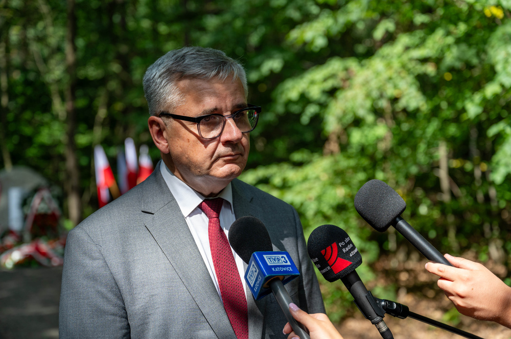 Odsłonięcie obelisku upamiętniającego oddział żołnierzy AK ppor. Wacława Andryszaka ps. Wiesio – Katowice, 25 sierpnia 2023, Fot.: IPN