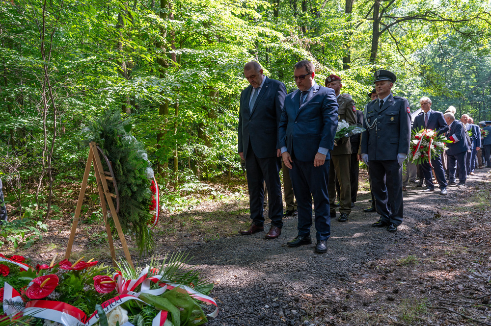 Odsłonięcie obelisku upamiętniającego oddział żołnierzy AK ppor. Wacława Andryszaka ps. Wiesio – Katowice, 25 sierpnia 2023, Fot.: IPN