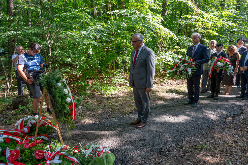 Odsłonięcie obelisku upamiętniającego oddział żołnierzy AK ppor. Wacława Andryszaka ps. Wiesio – Katowice, 25 sierpnia 2023, Fot.: IPN