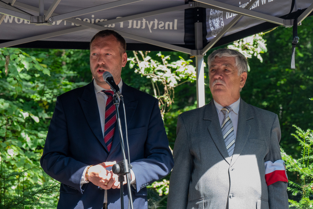 Odsłonięcie obelisku upamiętniającego oddział żołnierzy AK ppor. Wacława Andryszaka ps. Wiesio – Katowice, 25 sierpnia 2023, Fot.: IPN