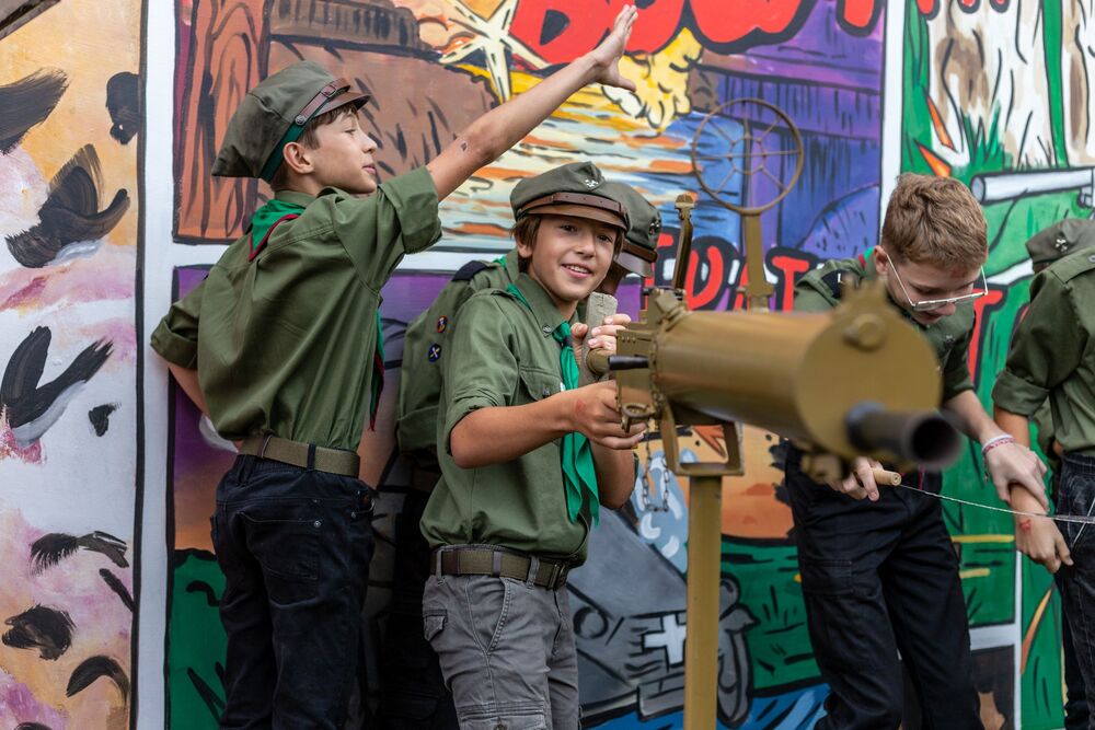 Odsłonięcie muralu poświęconego żołnierzom Straży Granicznej i 74 Górnośląskiego Pułku Piechoty. Fot. Michał Figzał (Stowarzyszenie Historyczne Reduta Częstochowa)