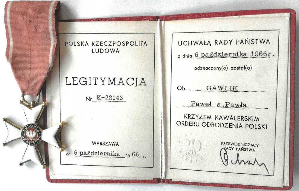 Paweł Gawlik został odznaczony Krzyżem Kawalerskim Orderu Odrodzenia Polski. fot. arch. rodzinne