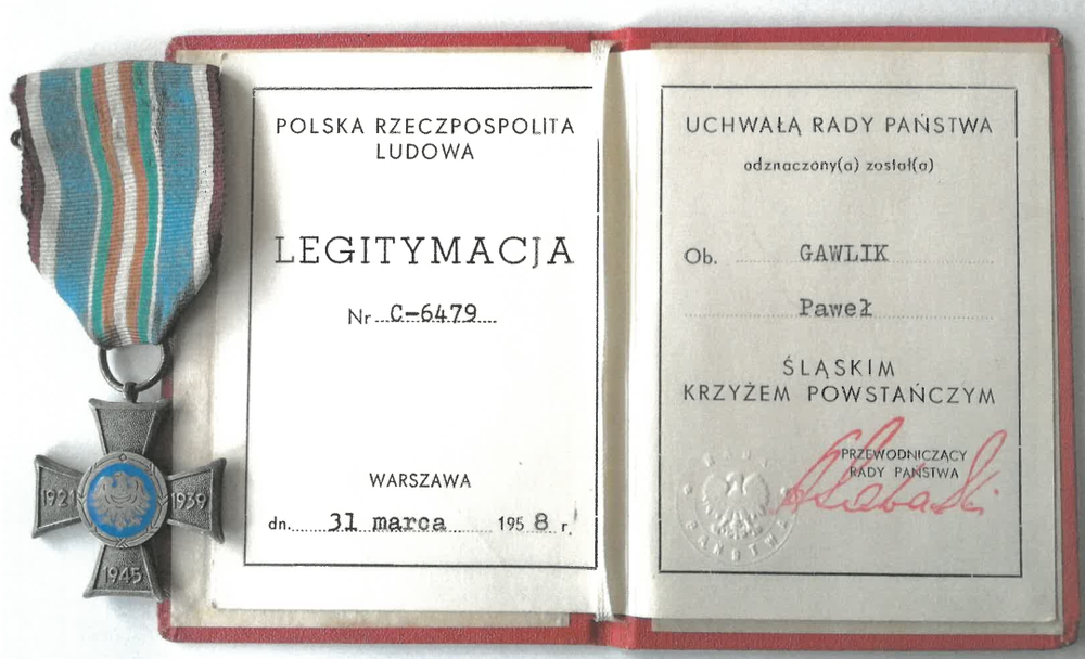 Paweł Gawlik został odznaczony Śląskim Krzyżem Powstańczym. fot. arch. rodzinne