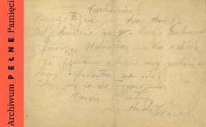 Karta pocztowa przesłana przez Zdzisława Wardyńskiego do rodziny (str. 2) z dnia 7 IV 1942 r.