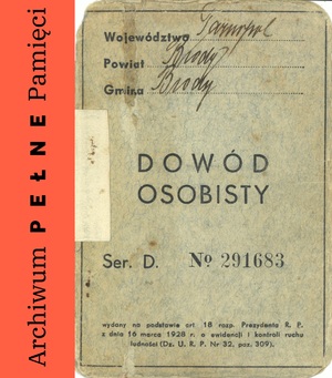 Dowód osobisty Władysława Wardyńskiego (awers) wydany w dniu 14 III 1938 r.