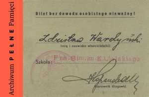 Bilet szkolny sezonowy na ślizgawkę dla Zdzisława Wardyńskiego rok 1938/1939 (rewers)