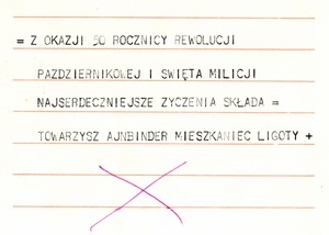 Życzenia od tow. Ajnbindra z Katowic-Ligoty, 1967 r. (IPN Ka 0103/25, t. 3)
