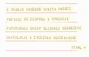Życzenia od zespołu Opery Śląskiej, 1967 r. (IPN Ka 0103/25, t. 3)